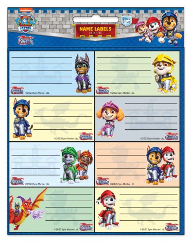 Paw Patrol Knights notebook label set of 16