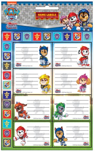 Paw Patrol Knights notebook label with stickers, 16 pieces