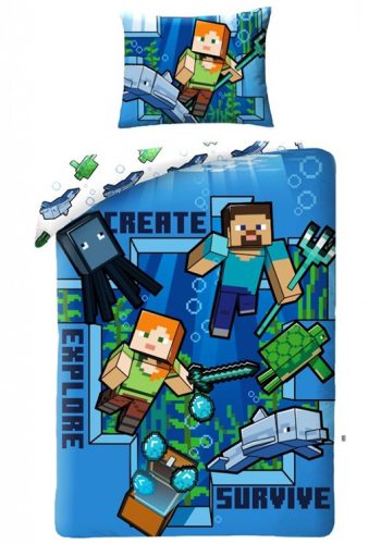 Minecraft bed linen cover Atlantis 140×200cm, 70×90 cm