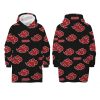 Naruto Akatsuki pull-over lined sherpa fleece blanket, poncho