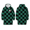 Demon Slayer Green slip-on lined sherpa fleece blanket, poncho