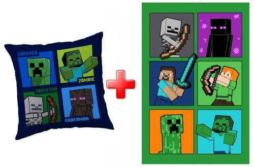 Minecraft pillow and blanket set