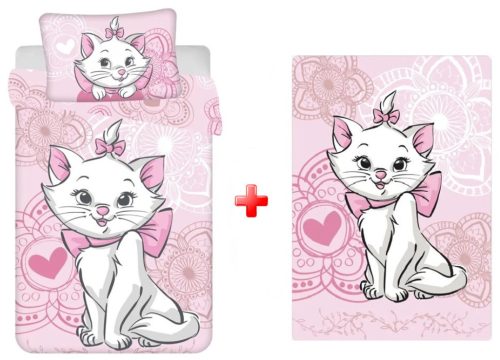 Disney Marie Aristocat children's bedding cover and fleece blanket set