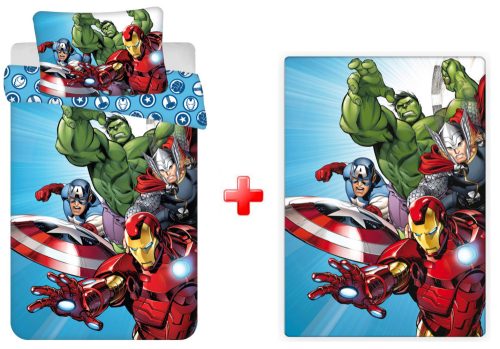 Avengers Light Blue children's bedding set and fleece blanket