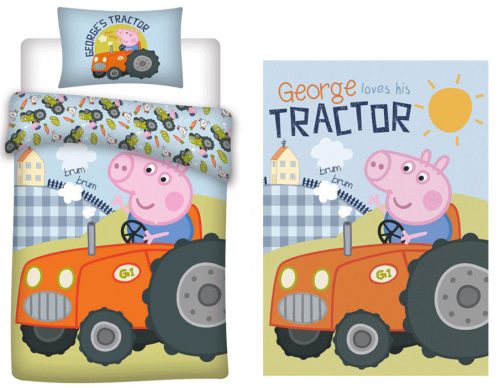 Peppa Pig George's Tractor children's bedding cover and fleece blanket set