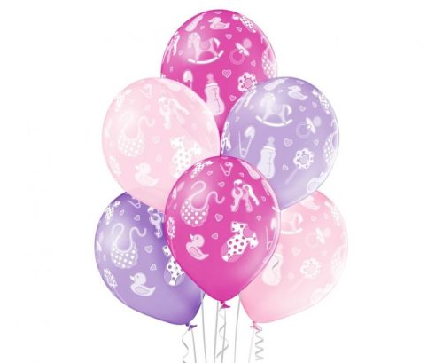 Baby Baby Girl Pink Girl Balloon Set, 6 pcs 12 inch (30cm)