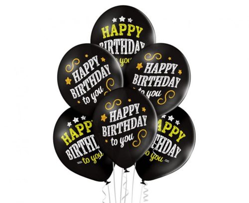 Happy Birthday Black Happy Birthday balloon, 6 pcs 12 inch (30cm)