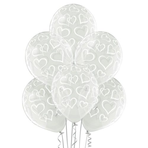 Love White Hearts Heart balloon, 6 pcs 12 inch (30 cm)