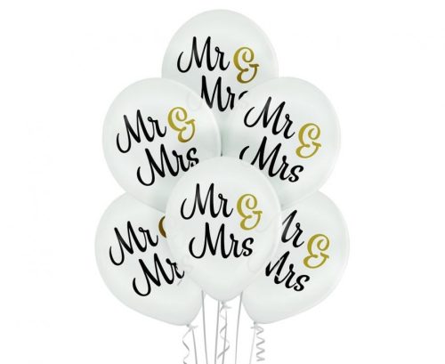 Wedding Mr & Mrs balloon set of 6 pieces 12 inch (30cm)