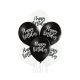 Happy Birthday Black White Happy Birthday Balloon, 6 pcs 12 inch (30cm)