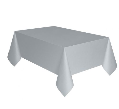 Colour Silver, Silver plastic tablecloth 137x274 cm