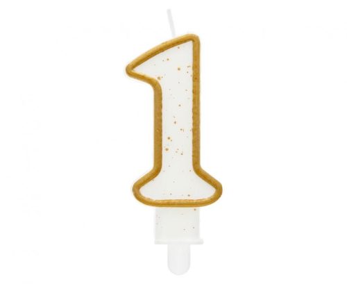 Number Gold Gold Glitter Number 1 Candle, Cake Candle