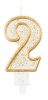 Number Gold Gold Glitter Number 2 Cake Candle