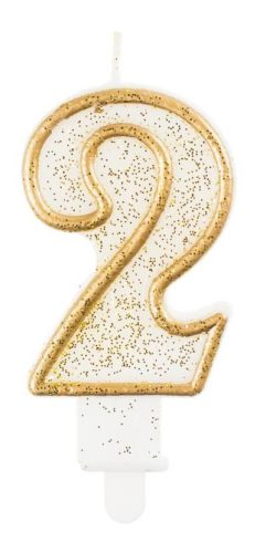 Number Gold Gold Glitter Number 2 Cake Candle