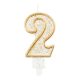 Number Gold Gold Glitter Number 2 Cake Candle