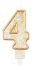 Number Gold Gold glitter number candle 4, cake candle