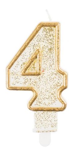 Number Gold Gold glitter number candle 4, cake candle