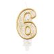 Number Gold Gold glitter number 6 candle, cake candle