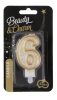 Number Gold Gold glitter number 6 candle, cake candle