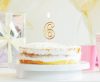 Number Gold Gold glitter number 6 candle, cake candle