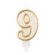 Number Gold Gold glitter number 9 birthday candle, cake candle