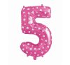 Number Pink with Hearts, Pink Number 5 Foil Balloon 61 cm