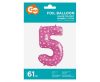 Number Pink with Hearts, Pink Number 5 Foil Balloon 61 cm