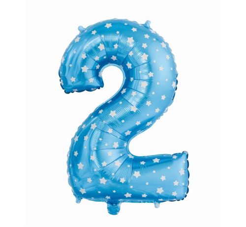 Number Blue with Stars, Blue Number 2 Foil Balloon 61 cm