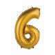 Number Gold Matt Gold 6 Mini Number Foil Balloon 35 cm