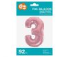 Number Light Pink, Pink Number 3 Foil Balloon 92 cm