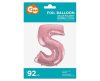 Number Light Pink, Number 5 Foil Balloon 92 cm