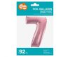 Number Light Pink, Number 7 Foil Balloon 92 cm