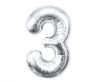 Number Silver, Silver number 3 foil balloon 85 cm