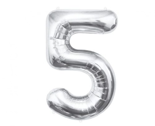 Number Silver, Silver number 5 foil balloon 85 cm