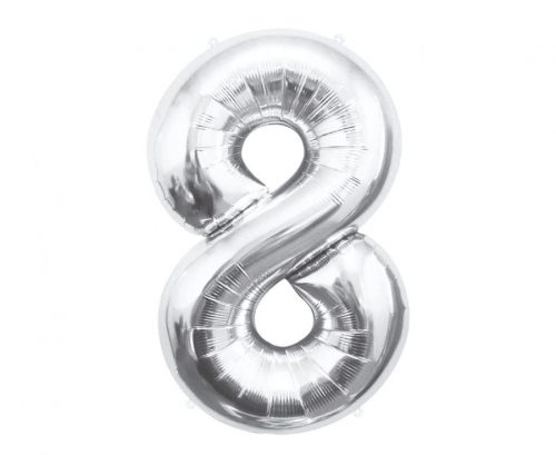 Number Silver, Silver Number 8 Foil Balloon 85 cm