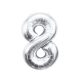 Number Silver, Silver Number 8 Foil Balloon 85 cm