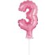 Number Pink Pink number 3 foil balloon for cake 13 cm