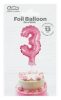 Number Pink Pink number 3 foil balloon for cake 13 cm