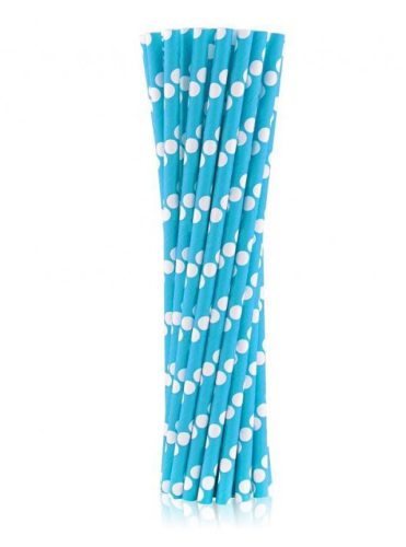 Colour Blue Polka Dots Blue paper straw 24 pcs