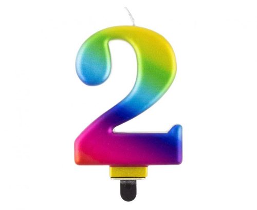 Number Galaxy Colorful Number 2 Candle, Birthday Candle