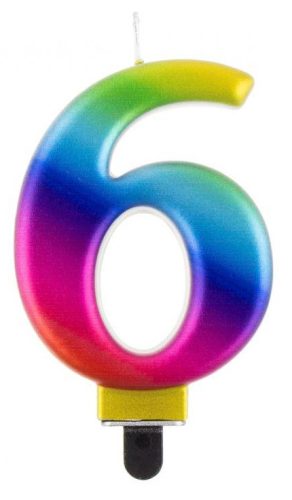 Number Galaxy Colorful number 6 candle, cake candle