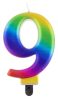 Number Galaxy Colorful number 9 birthday candle, cake candle