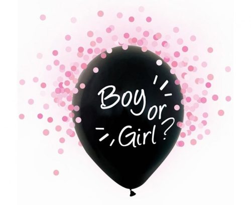 Boy or Girl Pink Pink Confetti Filled Balloon, 4 pcs 12 inch (30 cm)