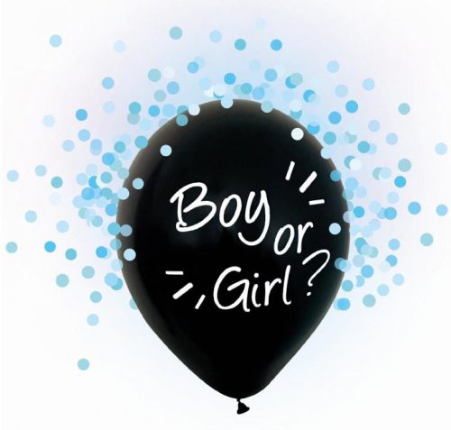 Party Boy or Girl, Balloon filled with blue confetti, 4 pcs 12 inch (30 cm)