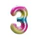 Number Rainbow Rainbow Number 3 Foil Balloon 85 cm