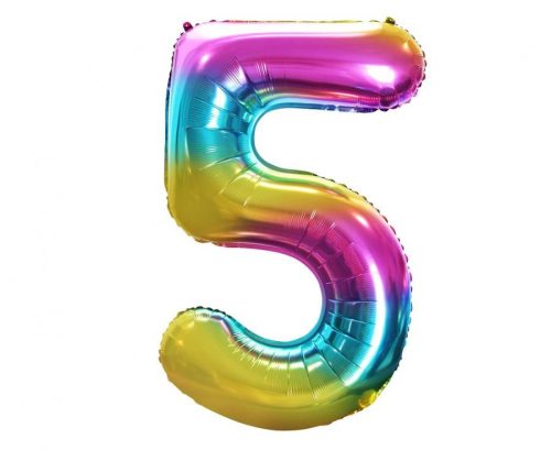 Number Rainbow Rainbow Number 5 Foil Balloon 85 cm