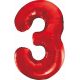 Number Red Red Number 3 Foil Balloon 85 cm