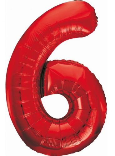 Number Red Red number 6 foil balloon 85 cm