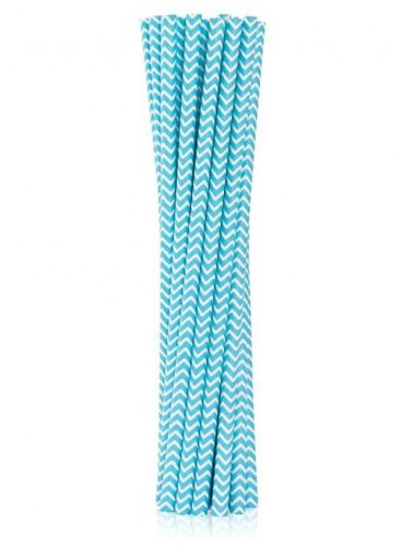 Colour Light Blue Chevron Blue paper straw 12 pcs