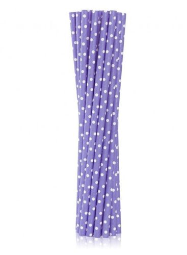 Colour Purple Dots Purple Paper Straw Set of 12